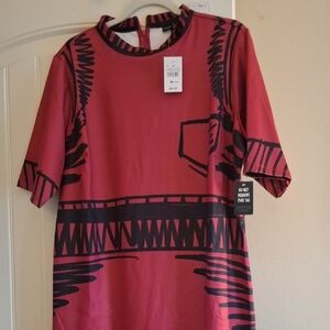 Ashley Stewart Red and Black Midi Dress
